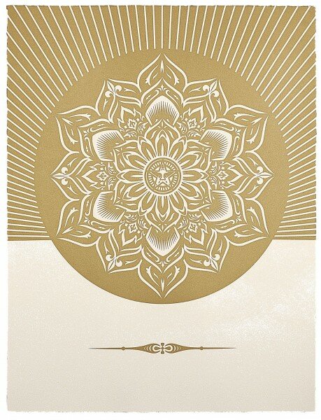 Shepard Fairey, Obey Lotus Diamond (White & Gold), 2013