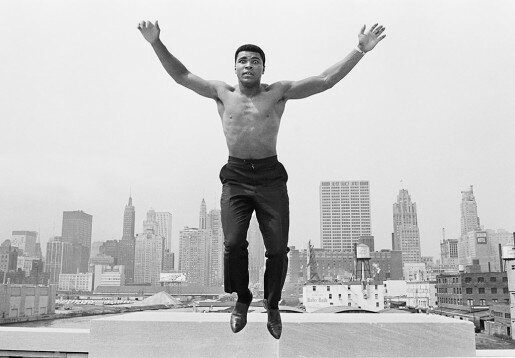 Thomas Hoepker, Ali Jumping from a Bridge over the Chicago River, 1963