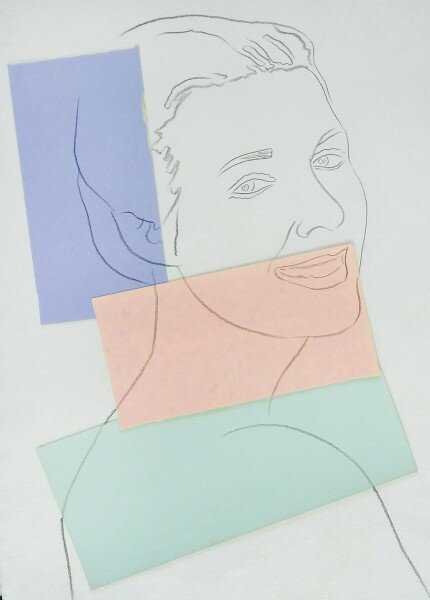 Andy Warhol, Presumed Portrait of Antoine Grunn (Female Portrait) with blue, pink and green, 1982